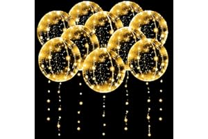 PHYOOEST 10 Pack Leuchtende Luftballons, Bobo Helium Ballons LED Luftballon, Wiederverwendbare Luftballon mit Lichterketten für Geburtstag Hochzeit Valentinstag Party Deko