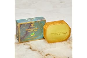 ComfyCozy Eucalyptus Crystal Soap | Natural Organic Hand Wash Body Soaps Bar | Luxury Pore Cleanser Bars Scrub For Skincare Acne Treatment | Bath Beauty Birthday Gifts For Women Mum Her Him Mens | 90g