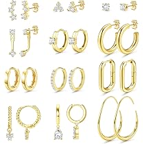 4 Paar Ohrringe Gold Für Damen – Hypoallergene 14K Gold Stecker & Creolen Für Piercings