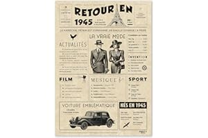 FESTYSPARK Cadeau Original Retour en 1945 - Idée Cadeau 80 Ans Femme et Homme - Carte Anniversaire 80 ans Femme et Homme - Decoration Anniversaire 80 ans femme - Carte d’Anniversaire avec Félicitations
