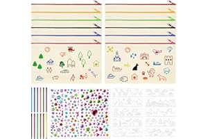 Mäppchen zum Bemalen, 12 DIY Leere Stifttaschen, Kosmetiktasche, Bastelset Kindergeburtstag, taschen zum bemalen für kinder, mit Aufklebern und Malvorlagen, Geeignet für Schule, Reisen, Lagerung, Büro