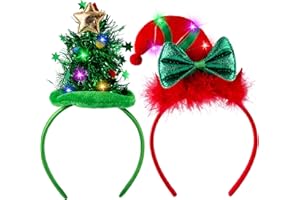 JOYIN 2 Pcs Light-UpHeadbands with LED, Christmas Headbands for Christmas Supplies and Holiday Parties Favors (ONE SIZE FITS ALL) (hat2)