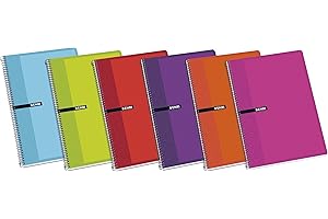 Enri 100430064 - Pack de 5 cuadernos espiral, tapa dura, Fº