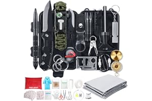 Kit de Supervivencia LC-dolida 15 en 1, Kit de Supervivencia de Emergencia al Aire Libre con Cuchillo/Linterna táctica para Acampar/bushcraft/Senderismo/Caza/Aventuras al Aire Libre