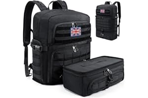 BERTASCHE Lunch Backpack for Men, 17 inch Laptop Backpack with Insulated Cooler Box, Work Backpack for Office, Travel, Uni, Hiking, Tactical, Molle, Black