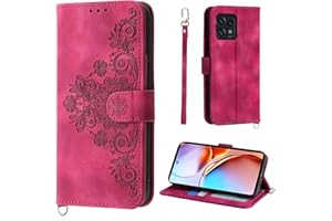 Auslbin Fiore Cover per Motorola Edge 40 pro (2023) 6.67", Slot a 5 Carte Custodia Protettiva in pelle PU Stile Vintage per Motorola Edge 40 pro 5G, Rosso