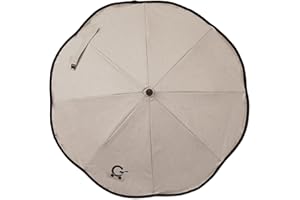 Sonnenschirm Design 941 mit Universalhalterung von Gesslein, Sonnenschutz für Kinderwagen & Buggys, 70cm Durchmesser, biegsam, 3-fach verstellbar, für Rund- und Ovalrohre, beige meliert