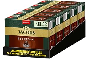 Jacobs Kapsułki do kawy Espresso Intenso, Megapack XXL, intensywność 10/12, 5 x 40 napojów, kompatybilne kapsułki z kawą Nespresso, 200 kapsułek