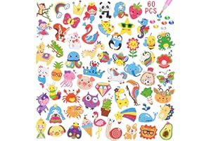 BOUTIKS Diamond Painting Bambini, 60 Pezzi 5D Diamond Painting Adesivi Kit Bambini DIY Animale Pittura Diamante Arte Mosaico Adesivi