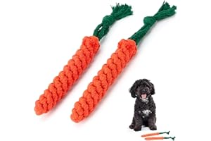 Zappi Co 2 Pack Carrot Dog Rope Chew Toys (22cm) - Durable Dental Cleaning & Teething for Small, Medium, Large Dogs