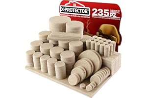 Almohadillas de Fieltro para Muebles X-Protector 235 Piezas, Beige - Fieltro Adhesivo, Fieltros para Sillas - Mejores Protectores de Suelo de Madera - Protectores de Suelo para Muebles
