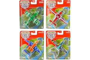 TOPTOYS2U BARGAIN BUNDLES Matchbox Sky Busters - Set di 4 modelli in pressofusione con tema oceano – Twin Engine Blaze Buster, Cessna Caravan, MBX Twin Boom & Sea Arrow