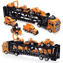 UCAMP Lot Véhicules Chantier Jouets Enfants - Camions Construction, Grue, Excavatrice, Bulldozer, 42 Accessoires + Figurines, Pour Garçons Filles 3-12 Ans