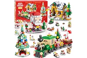 AFOXON Advent Calendar 2025 - Christmas Building Blocks Holiday Gifts 24 Days Surprise Gift Box Countdown Calendar 6 In 1 Christmas Tree Train House Block Set