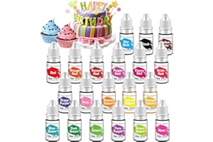 HIEBUM Lebensmittelfarbe - 20 Flüssige Lebensmittel Farben Set für Kuchen Backen, Kekse, Macaron - Hochkonzentrierte Food Coloring für Kuchendekoration, DIY Slime, Schleimherstellung DIY Seifen Handwerk