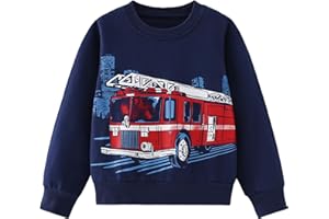 Pilipulu Sweatshirt Jungen Kinder Pullover Jungen Baumwolle Langarmshirt Kinder Dinosaurier Bagger Warm Tops 2-7 Jahre Größe 92 98 104 110 116 122