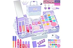 MRABBITOO Set di Trucchi per Bambine - Trucco per Bambina Anallergici Valigetta Trucchi Ragazze,Giocattoli Giochi Trousse Trucchi Bambina,Natale,Regalo di Compleanno per Ragazze 4 5 6 7 8 9 10 Anni Viola