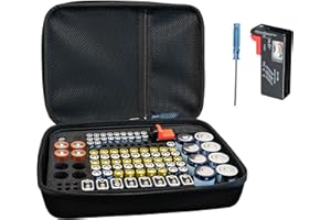 Kabelmeister Batterie Case - Praktische Aufbewahrungstasche/-koffer für Batterien und Akkus, inkl. Tester, Schwarz