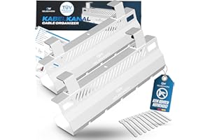 GELSENWERK® Kabelkanal Schreibtisch Weiß 2er Set – Kabelmanagement Schreibtisch für saubere Kabelführung – Metall Kabelwanne ohne Bohren – Kabel Organizer - 2 Montagearten