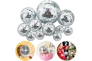 Morofme Discokugel Ball 11 Stück, Silber Discokugel Deko, Spiegelkugel Discokugeln, Mehrere Größen für mehrere Szenarien, für Weihnachtsbaum Hochzeit Geburtstagsfeier Dekoration Lichteffekt