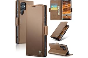 Rerzoiro Funda para Samsung Galaxy S24 Ultra, Funda de Cierre Magnético, Cartera de Cuero PU con [Bloqueo RFID], Soporte, Ranura para Tarjetas, Carcasa de Libro, Case para Samsung S24 Ultra, Marrón