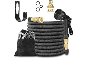 Tubo da giardino Espandibile da 15M, U ULTTY Canna Acqua Giardino con ugello a 8 funzioni, Tubo per Acqua Leggero Anti-piega con Metallo da 3/4 e 1/2di pollice per lavaggio Auto da Giardino