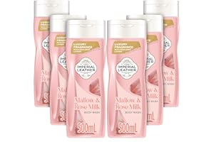 Imperial Leather Mallow & Rose Milk Pampering Body Wash Shower Gel, Signature Oil Blend, Creamy Lather, Gentle Skin Care, Bulk Buy, Pack of 6x500ml