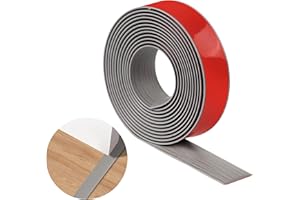 TECDW Bodenübergangsstreifen,PVC Selbstklebende Schwellenleisten für Türöffnungen,Wasserdicht Verschleißfest,Teppichtürstreifen Geeignet für Von Türen,Fenstern,Böden (neue graue Holzmaserung, 4m-4cm)