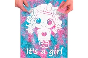 FETTIPOP Magic Art Quadro Gender Reveal – È una bambina – Immagine che appare con la sabbia, Decorazione Baby Shower, Rivelazione del genere, Idea regalo originale