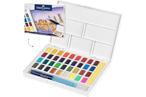 FABER-CASTELL Faber Castell Juego Acuarelas, Incluye Pincel para depósito de Agua, Variado, 36 Colores