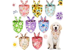 Weewooday 8 Pcs Floral Dog Bandana Spring Flower Pet Triangle Bib Scarf Daisy Rose Pet Bandana Suitable for Most Dog and Cat(Cute Pattern)
