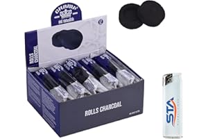 ‎VANORELL 100 Stück Shishakohle schnellzündend 33 mm mit gratis Feuerzeug Shisha Kohle BBQ Zubehör Wasserpfeife
