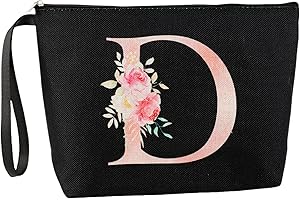 Blisswave Pochette Donna, Pochette Trucchi Personalizzata con Nome Dalla A alla Z, Cerniera In Metallo di Alta Qualità, Design di Stampa Raffinato, Foderata, Regali Personalizzati (Nero)