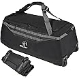 REDCAMP 140L Extra Large Holdall with Wheels, Foldable Wheeled Duffle Bag Travel Bag,Lightweight Waterproof Soft Suitcase Luggage with Rollers for Camping Sports Outdoor, Black