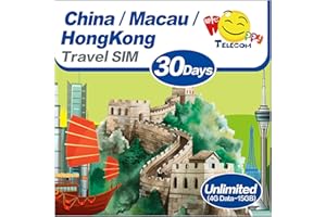 HAPPY TELECOM Free Test 150MB 1Day in UK | Happy China, Hong Kong, Macau 30Days Unlimited Data Sim Card | 15GB of 5G High-Speed Data Then 128kbps| Support Google, Whatsapp, Facebook, Instagram and More