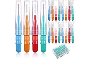 PATELAI Cepillos Interdentales Cabeza de Hilo Dental Palillos Limpiadores de Dientes Orales Herramienta de Limpieza de Dientes con Caja de Almacenamiento, Rojo, Azul, Verde, Naranja (20)
