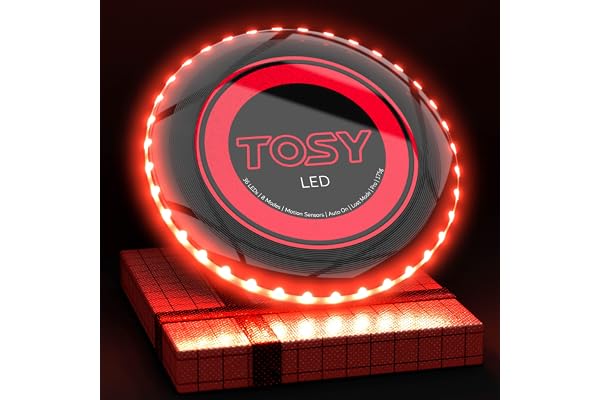 TOSY Disque Volant 36 LED, Lumineux, Modes Intelligents, Auto on/Off, Rechargeable, Anniversaire, Cadeau de Noël pour Hommes/Garçons/Adolescents/Enfants, Frisbee 175g