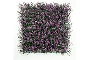 HYGRAD BUILT TO SURVIVE Artificial Green Topiary Boxwood Screen Wall Hedge For Outdoors/Indoors Designs 50 x 50cm Patio 20"x20" Fence Hedge Panel, Decorative Privacy Screen Greenery Faux Plant Tree Wall (Purple)