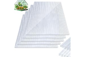 Jiubiaz 14x Plaques alvéolaires en Polycarbonate 4 mm, Panneau alvéolaire Double de 10,25 m², 1 210 x 605 cm, Panneau pour Serre, Antichoc et résistant aux UV