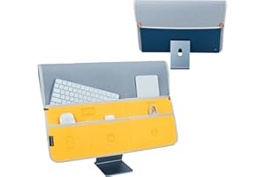 KISLANE Staubschutz Kompatibel mit iMac 24 Zoll, Staubschutz für iMac mit mehreren Taschen für Magic Keyboard, Magic Mouse, Magic Trackpad und anderes Zubehör (Gelb)