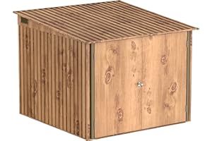 Duramax Abri à vélos pour 4 vélos avec 4x rails ajustables pour vélos & Portes doubles verrouillables entièrement larges, Abri de jardin en métal, Entrepôt à vélos, 203x202x140 cm, grain de bois