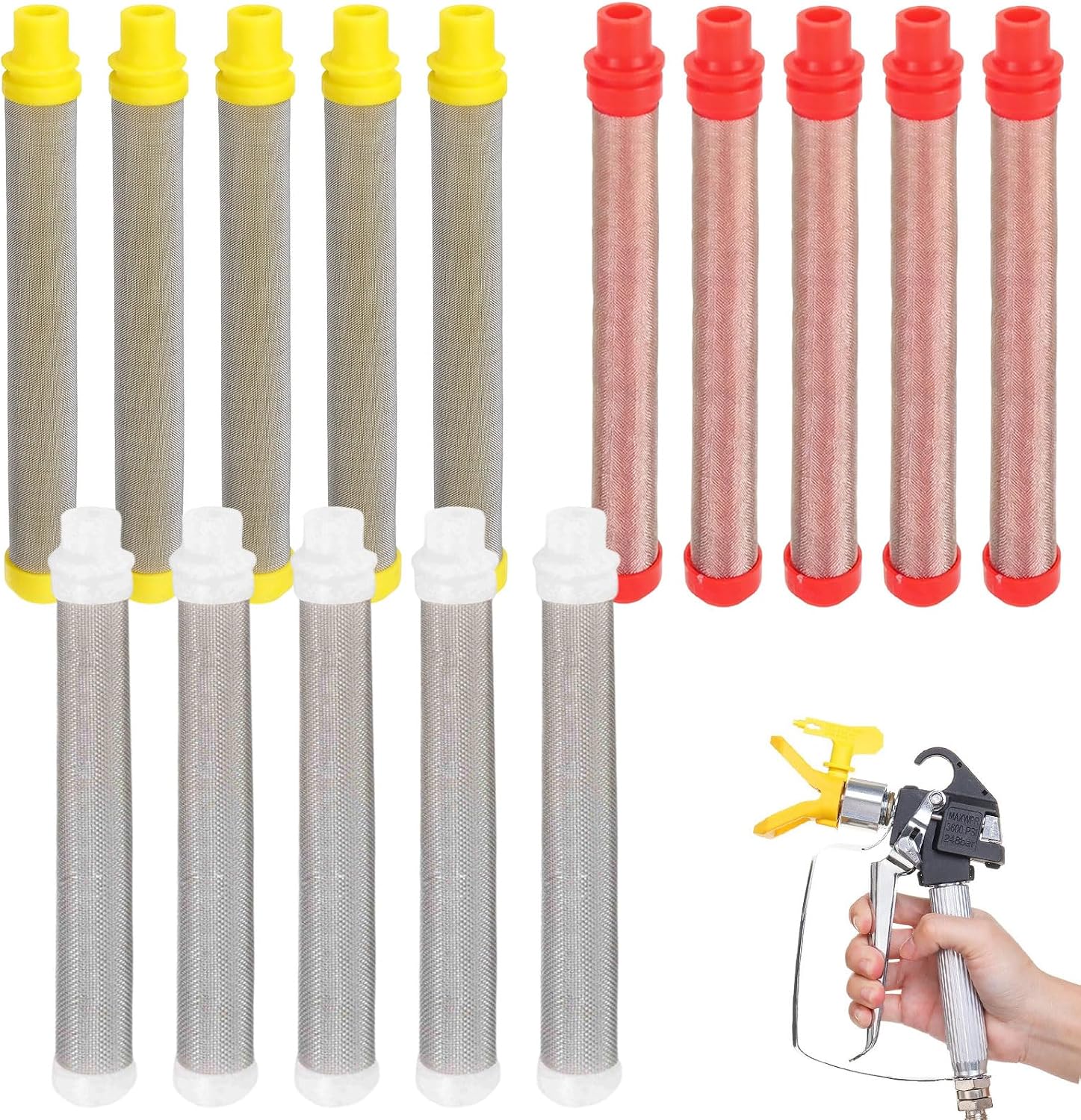 BITEFU 15 filtros de pistola de pulverización sin aire, 60, 100, 200 puntos, pistola de pulverización sin aire, elementos de filtro, filtro para pistola de aire Wagner Airless