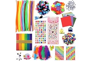 DOITEM Pulizia Tubi Forniture Artigianali, 1000+ pezzi Accessori Artigianali tra cui Pulitori di tubi Wiggle Googly Occhi Pom Poms Piume Sticks Sequine Foam Papers Adesivi per Bambini