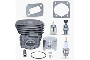 Haishine 44 mm Kit Cylindre Piston Nikasil, pour Husqvarna 350 351 353 346 Jonsered CS 2150 2149 2152 2153 Tronçonneuse Soupape de Surpression Joint Bougie d'Allumage Filtre à Carburant