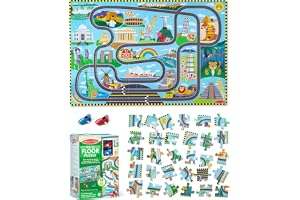 Melissa & Doug Racerbana Jorden runt Sticksågspussel av kartong och uppdragbara fordon - 48 bitar | Pussel | Barn leksaker