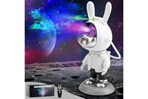 GOWKEEY Projecteur de Galaxie D'astronaute, Lapin Projecteur Ciel Etoile, Veilleuse Enfant avec Nébuleuse, Starry Sky Lamp pour Enfants Adultes, Lampe étoilée pour Chambre à Coucher et Projecteur de Plafond