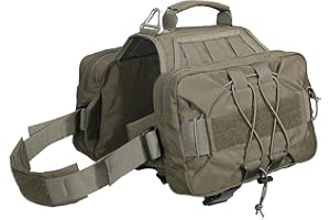EXCELLENT ELITE SPANKER Pet Pack Hound Dog Saddle Bag Backpack for Travel Camping Hiking Medium & Large Dog with 2 Capacious Side Pockets(RGN-M)