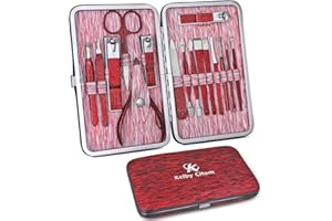 K KEIBY CITOM Maniküre Set, Pediküre Kit 16 teiliges, Nagelpflege nagelknipser set Edelstahl Manikuere Set für Reise (Rubinrot)