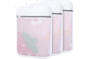 Dntorx 3 PCS Durable Honeycomb Mesh Laundry Bags for Delicates with Zipper, Reusable Laundry Bags for Washing Machine Washing Bags for Laundry Wash Bags for Clothes, Socks, Underwear, Bra (12inx16in)