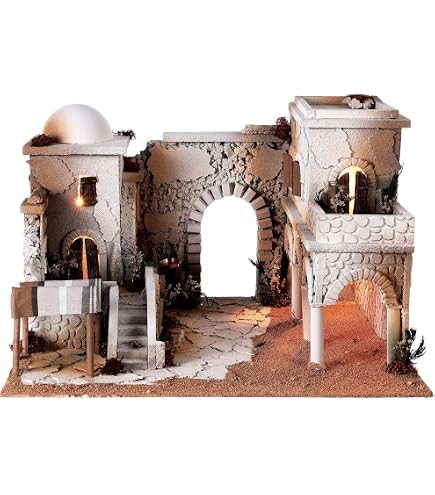 Crèche De Noël Holyhome Avec Ruisseau - 20x14x20 Cm - Fabriqué à La Main En Italie